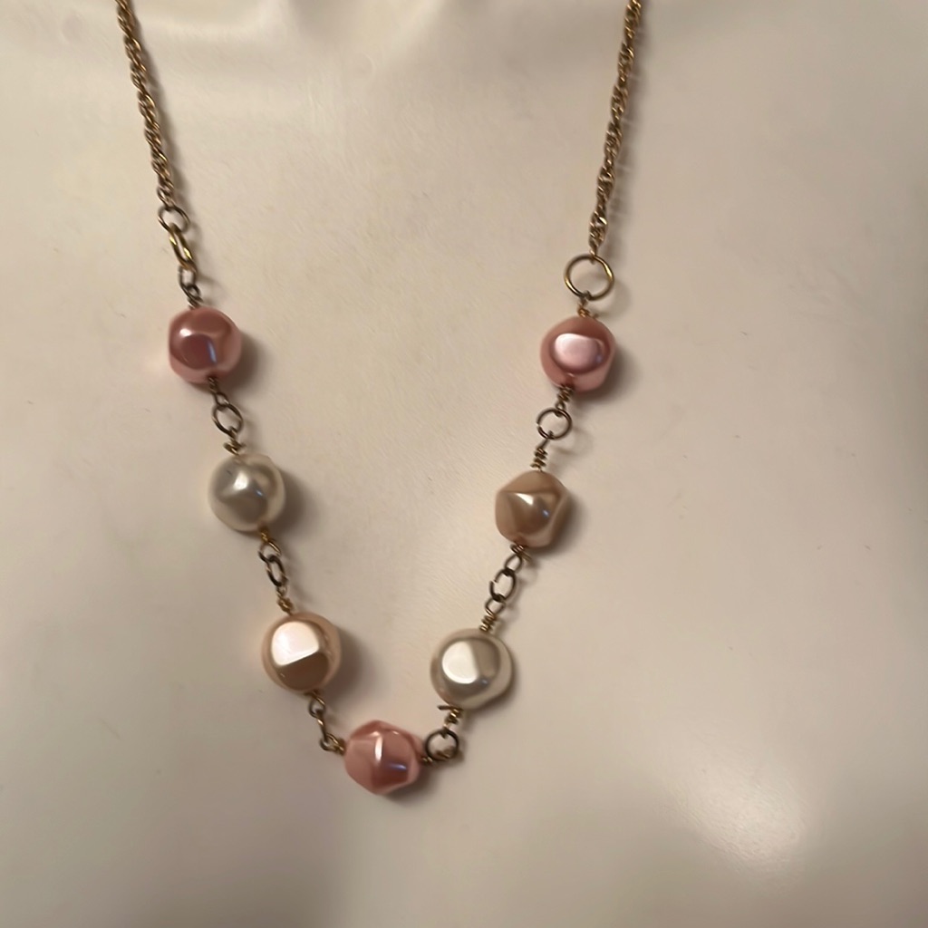 Pink And White Pearls Summer Necklace